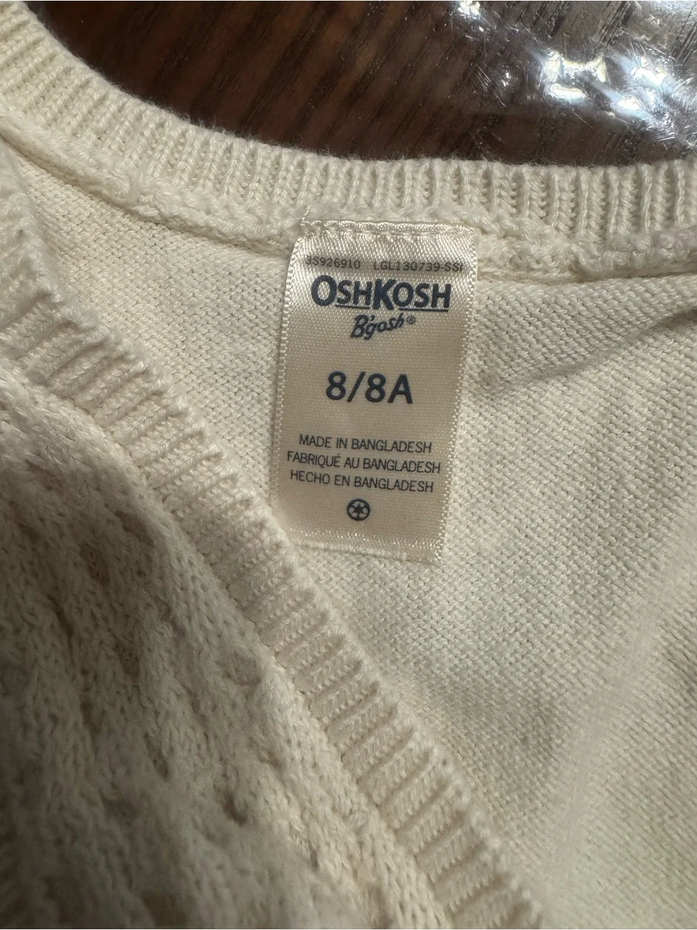 OshKosh B'gosh Cream Knit Tank Dress with Openwork Detail